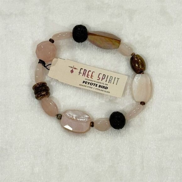 Peyote Bird Free Spirit Genuine Stone Stretch Bracelet Earthy Boho Handmade 28$